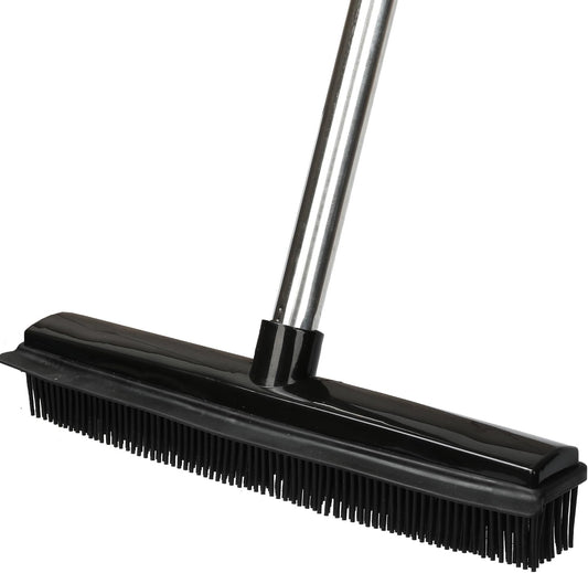 Pet Hair Rubber Broom Floor Brush for Carpet Dog Hair Remover with Built in Squeegee Silicone Broom Suitable for All Surface