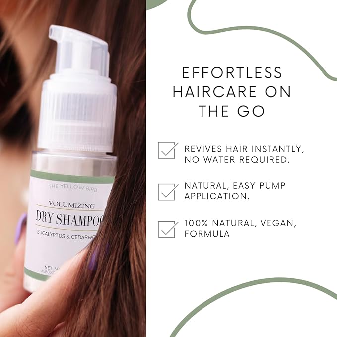 Yellow Bird Dry Shampoo Powder | Natural & Organic | Non-Aerosol | For Blonde, Brunette, & Dark Hair | No Benzene, Vegan