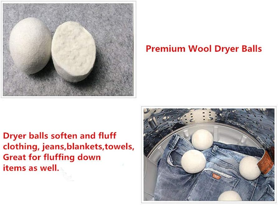 Wool Dryer Balls 6 Pack - XL Premium Reusable Dryer Balls Replace Laundry Drying Natural Fabric Softener