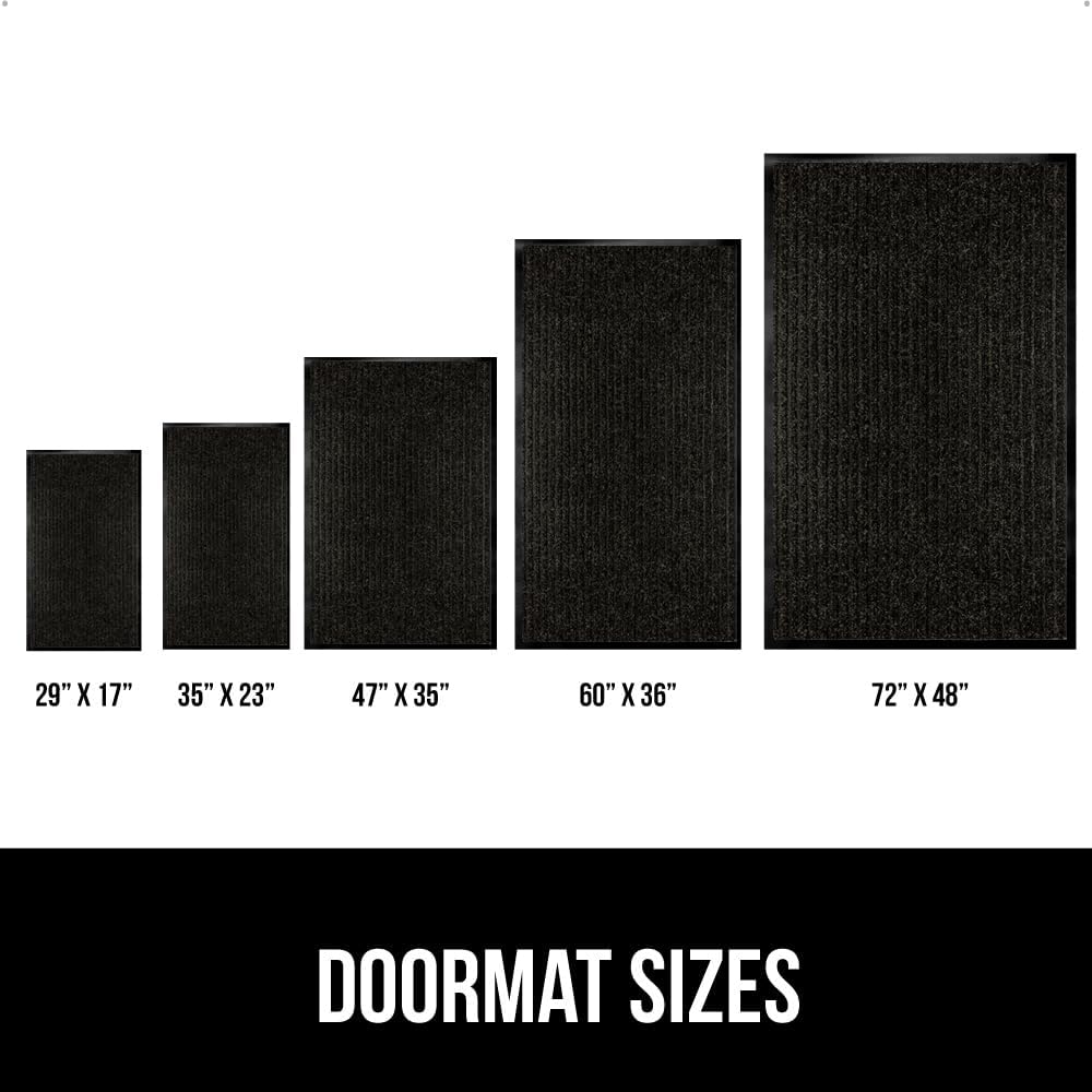 GORILLA GRIP Traffic Guard Door Mat, 2 Pack, Heavy Duty Waterproof Doormat, Commercial Office Space Welcome Mats, Stain and Fade Resistant, Low Profile, Strong Rubber Backing, 35x23, Jet Black