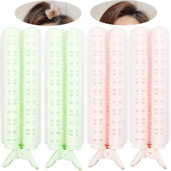 4 Pieces Volumizing Hair Root Clips, Hair Clip Curler Rollers Natural Clamps Rollers Self Grip Volume Hair Root DIY Wave Fluffy Curler Hair Styling Tool, Easy to Carry for Women Girls