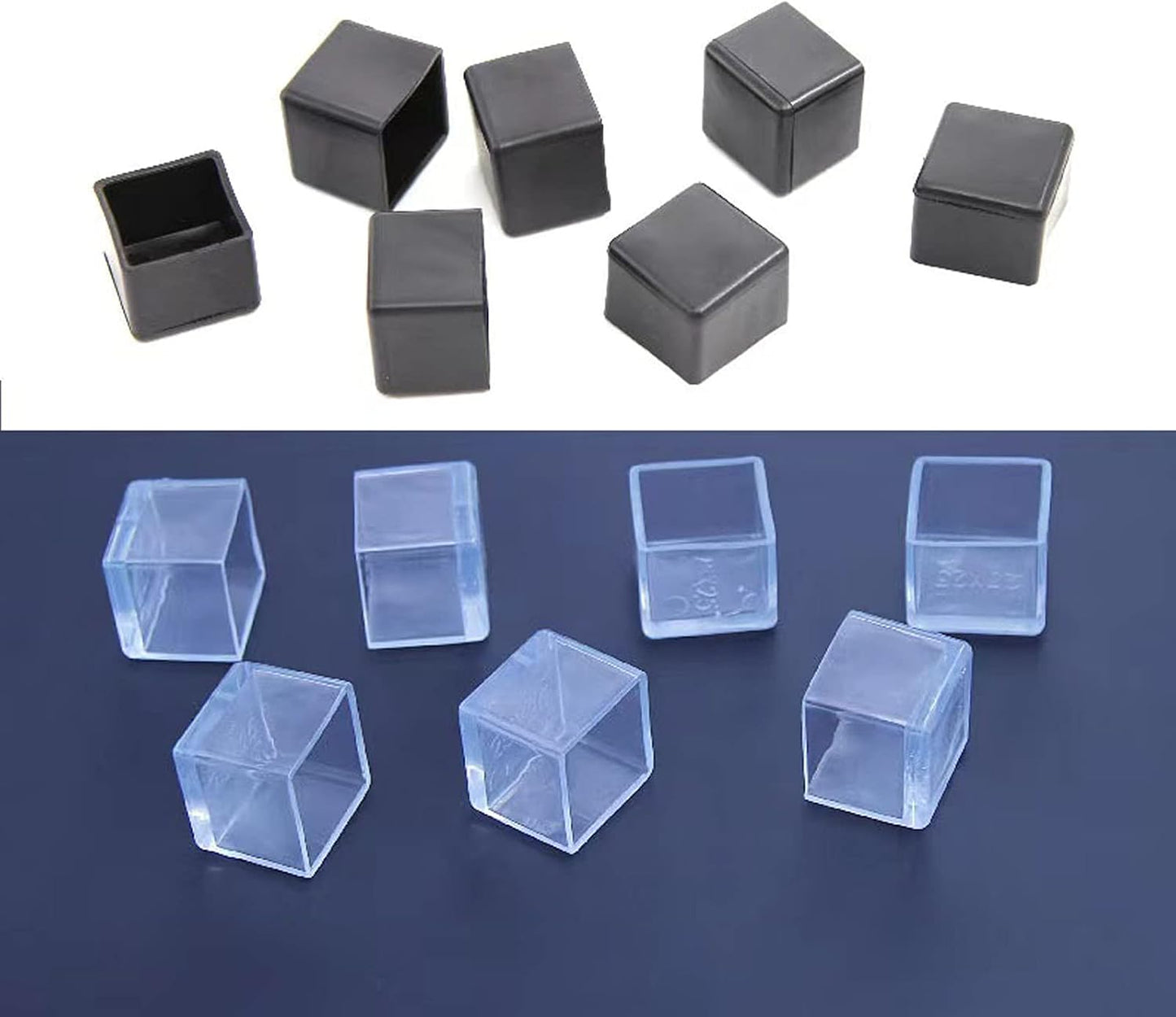 10 Pcs Transparent Square Anti-Slip Rubber Leg Tips Chair Leg Caps Furniture Floor Protectors Chair Table Bar Stool Leg Covers Furniture Leg Cube Feet 2.36 Inch x 2.36 Inch (60 x 60mm)