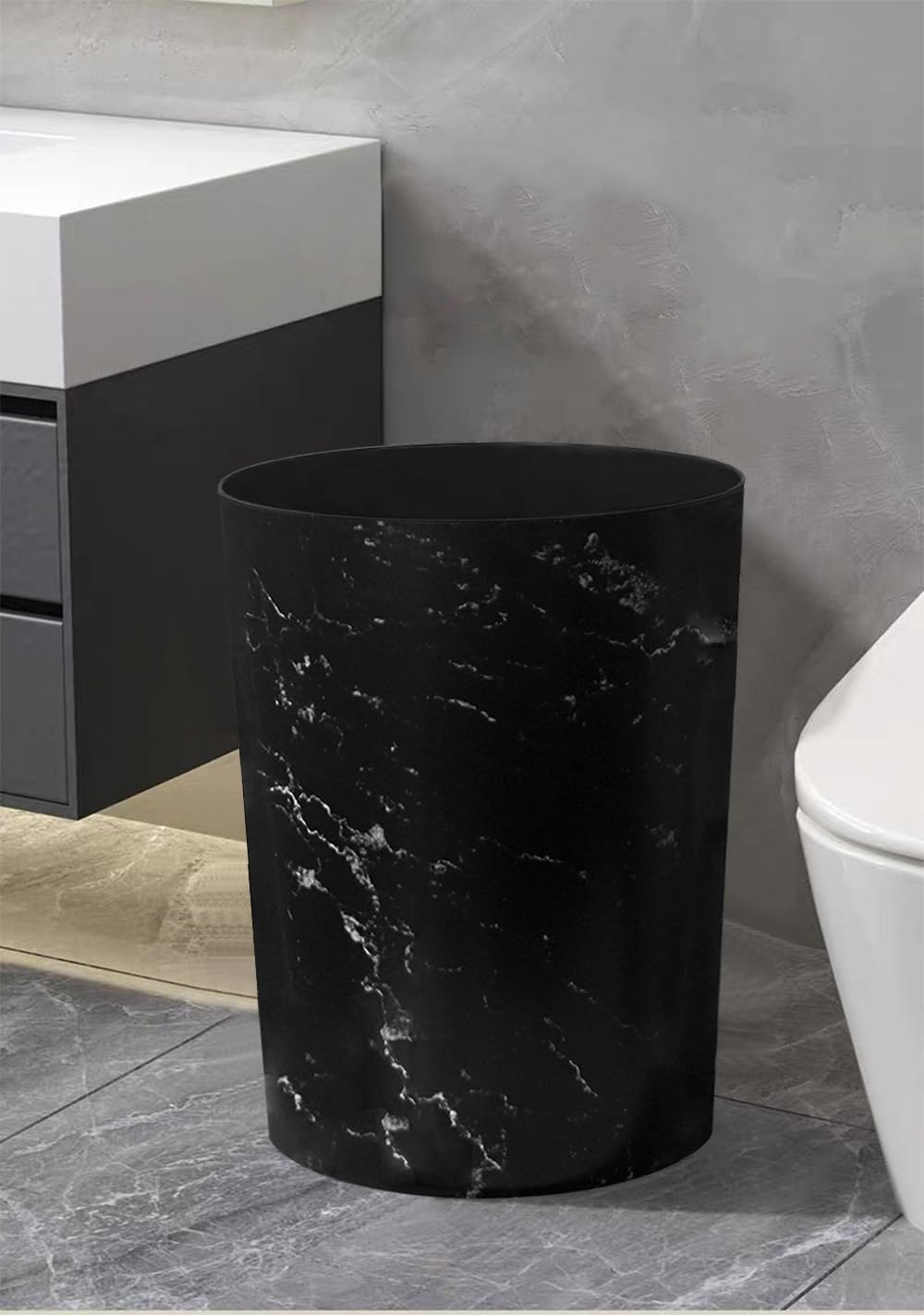 Feisco Small Trash Can for Bathroom, 2 Gallon Trash Can Trash Bin Wastebasket Garbage Can for Kitchen,Bathroom Office, Bedroom,Dorms,Laundry Room (Black, 1 Pack)