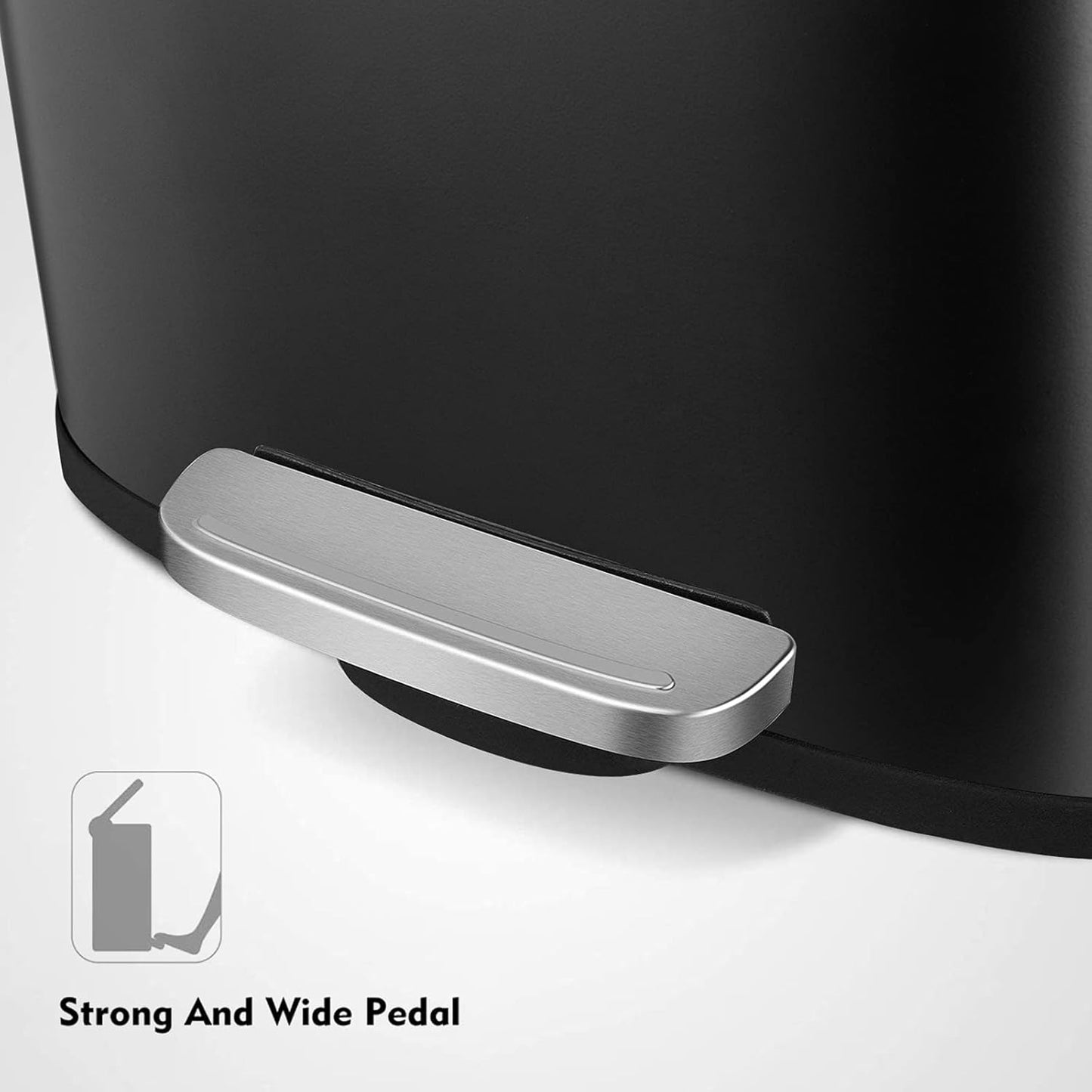 AthLike Trash Can, Stainless Steel Kitchen Garbage Can, Step Waste Bin with Hinged Lid and Removable Inner Bucket, Soft-Close, Dustbin for Bathroom Bedroom Living Room Home (Black, 8 Gal)