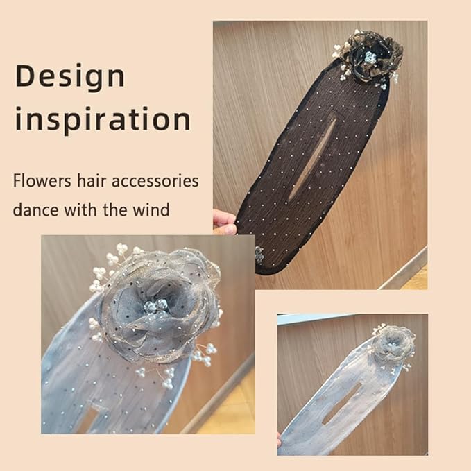 Hair Bun Maker for Long Hair, Ball Clip, Embroidered Flower Roller, Hair Twister, and Lazy Curler for Women (2pcs)