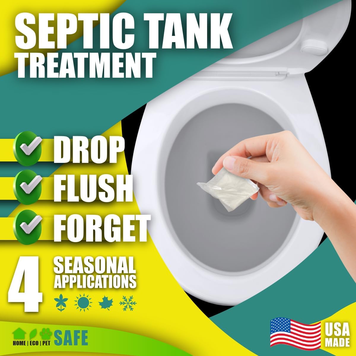 GREEN PIG Septic Tank Treatment - 8 Pods, Septic Safe Clog Remover, Prevents Expensive Septic Tank and Drain Field Failures, 2-Year Supply