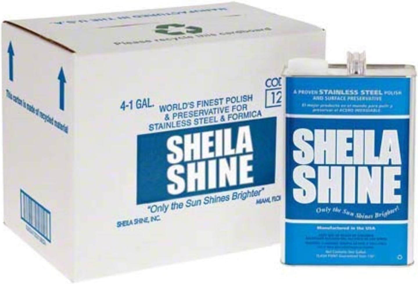 Sheila Shine 4 x 1 Gal. Can Stainless Steel Cleaner and Polish, Protects Household Kitchen Surface, Removes Grease, Fingerprints, Watermark, Stainless Steel Cleaner for Appliances, Fridge, Oven & Sink