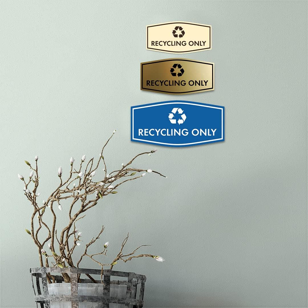 Fancy Recycling Only Sign (Black Gold) - Medium