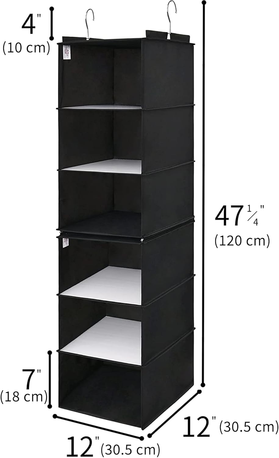 GRANNY SAYS 6-Shelf Hanging Organizer for Closet, Separable to 2 Pack 3-Shelf Hanging Shelves, Hanging Organizer for Bedroom, Black