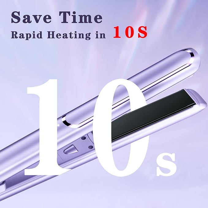 Hair Straightener for Women Flat Iron Hair Straightener and Curler 2 in 1 - Birthday Gift for Women & Mom, Hair Care for Mom & Girlfriend (Purple)