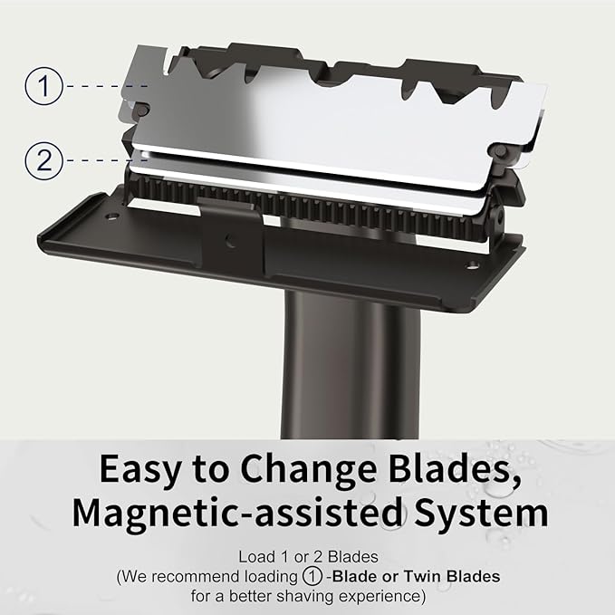 Razors for Men - Dual-Blade Safety Razor with Pivoting Head - Reusable Metal Shaving Razor, with 10 Double Edge Blades, Smooth Close Shave, Matte Black