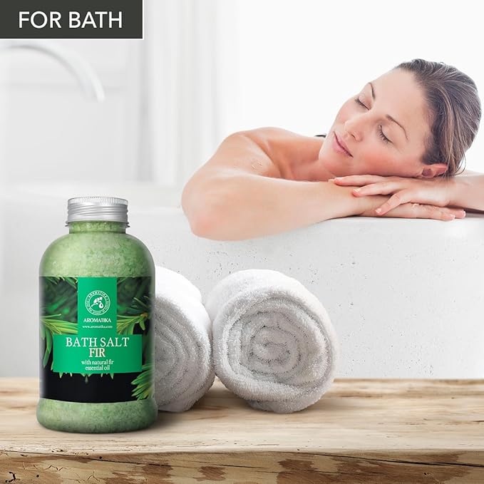Fir Bath Salt with Natural Fir Essential Oil 21.16 Ounces - Natural Bath Sea Salt - Coniferous Salts - Best for Bath - Good Sleep - Relaxing - Body Care - Beauty - Aromatherapy