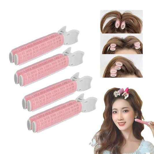Hair Rollers with Clip, 4Pcs Volumizing Hair Root Clips Bangs Curler DIY Hair Styling Accessories Tool and Portable Self Grip Volume Clips