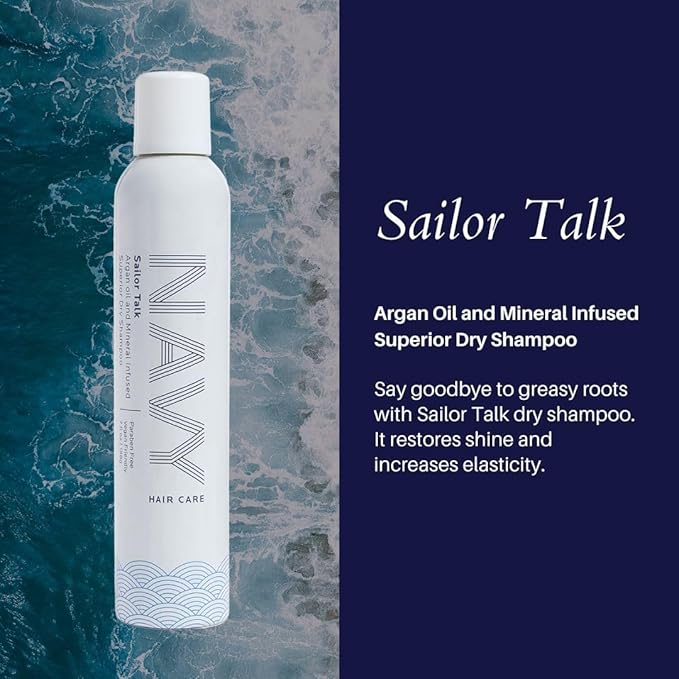 NAVY HAIR CARE Dry Texture Spray + Sailor Talk Dry Shampoo for Oily Hair | Achieve Fuller Looking Hair + Infused with Argan Oil to Prevent Hair Breakage | 7 oz each