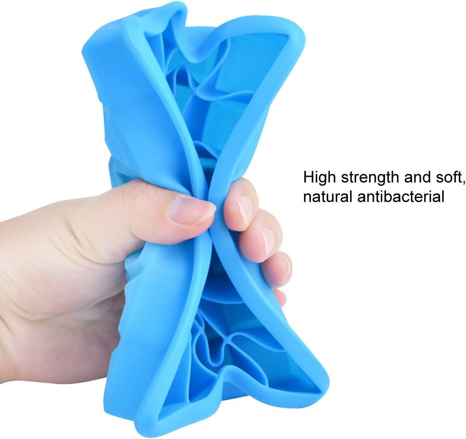 Ice Cube Tray, Silicone Square Ice Trays Easy Release Stackable Ice Cube Mold with Removable Lid, 24 Cavity (2 Pack, Sky Blue)