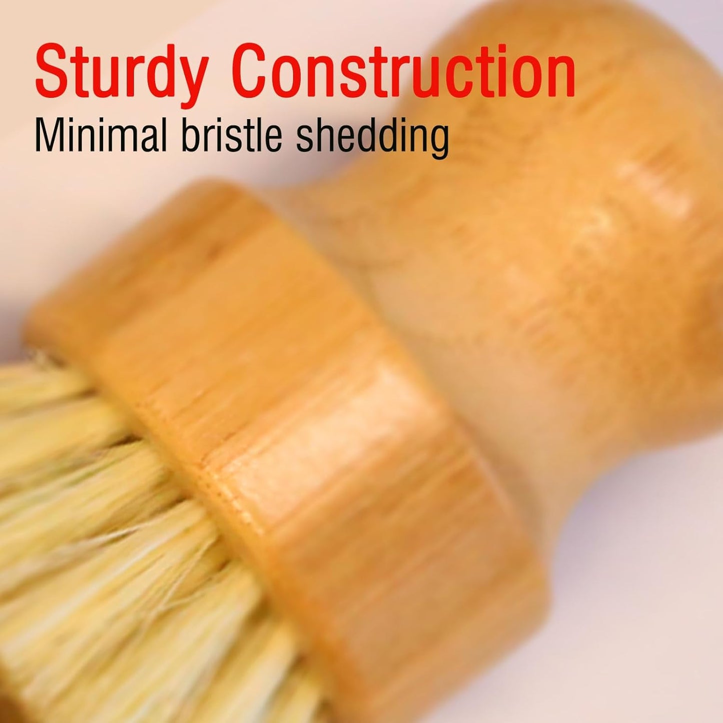 Bamboo Palm Dish Brush Set, Natural Bristle Dish Brush with Holder, Eco Friendly Soft Scrub Kitchen Brush for Dishes and Vegetables