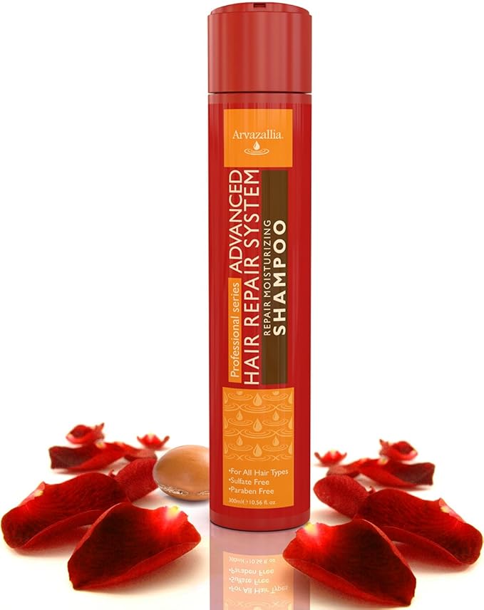 Arvazallia Advanced Hair Repair Moisturizing Sulfate-Free Shampoo with Argan Oil and Macadamia Oil for Dry or Damaged Hair
