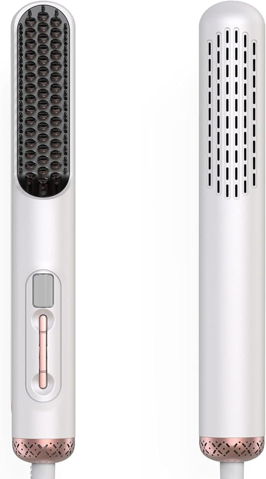 Hair Straightener Brush - Straightening Comb with Negative Ions for Women, 10 Temp Settings Dual Voltage Professional Styling Tools, Anti-Frizz
