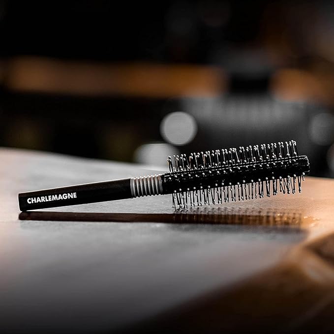 Charlemagne Round Brush for Hair & Beard - Small Round Rotating Roller Brush for Men