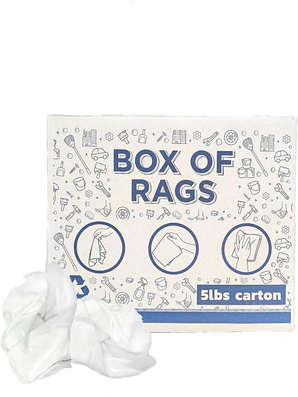 Recycled White Sheeting Cleaning Rags (600 lbs. Pallet 120x5 lbs. Box) – Lint Free White Cotton Cloths for Manufacturing | Automotive | Janitorial | Shop Rags Bulk - Multipurpose