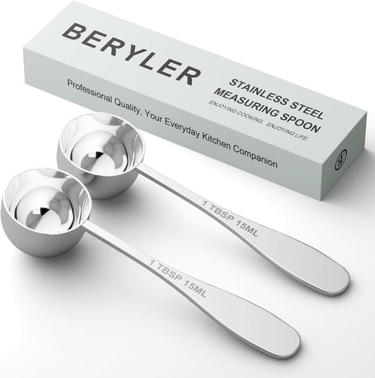 2PCS 1tbsp(3tsp, 15 ml) Single Measuring Spoon, Stainless Steel Individual Teaspoon, Metal Measure Scoop with Gift Box