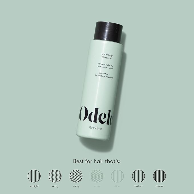 Odele Smoothing Sulfate-Free Shampoo for Extra Moisture, Frizz Control, Shine, and Straight to Curly Hair Types, 13 Fl Oz