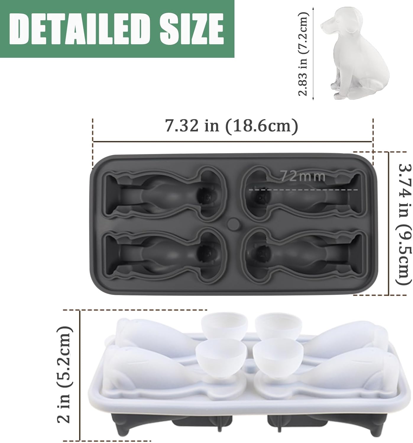 3D Labrador Dog Ice Cube Mold, Admaison Ice Cube Tray with Funnel for Cocktails, Bourbon,Brandy, Whiskey Gifts for Men, Silicone Fun Shapes Black (Labrador)