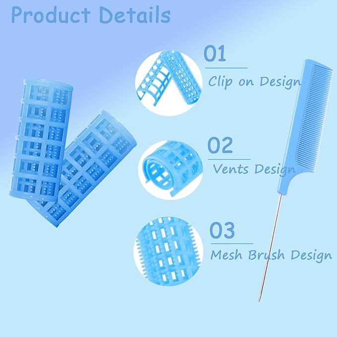 20PCS Plastic Snap-On Self-Grip Heatless Curlers Set 2.5cm/1in for DIY Hairstyling and Salon Use