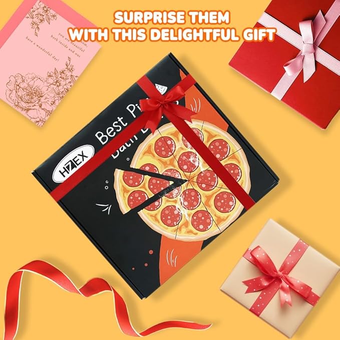 Pizza Bath Bombs Set of 8 Slices – Large Fizzies for Relaxing Bubble Bath, Handmade Spa Gift for Women, Men & Kids – Fun Pizza-Shaped Aromatherapy Bath Bomb Gift Set