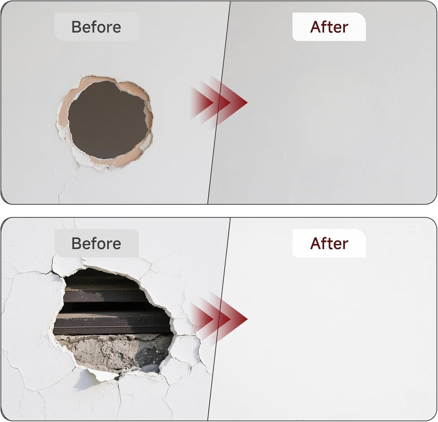 19 PCS Wall Repair Patch Kit, Aluminum Drywall Repair Patch Kit for Small/Large Holes, 2/4/6/8 Inch Self-Adhesive Metal Wall Patches with Scraper Sandpapers Gloves, Quick Fix Plaster