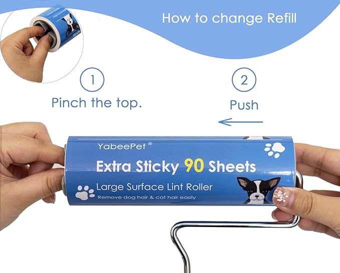 Extra Sticky Large Lint Roller Refills, 6.3'' Giant Lint Roller Refills for Pet Hair, Clothes&Furniture Cleaning, 360 Sheets in Total