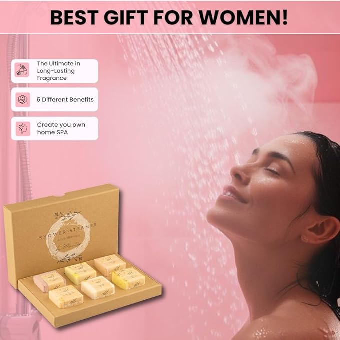 Premium Organic Shower Steamer- Shower Steamers Aromatherapy Essential Oil Infused, 6 Cubes Body Restore Shower Steamers Spa Gifts for Women, Shower Bomb