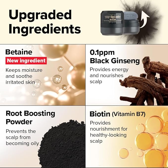 I DEW CARE Biotin Clarifying Dry Shampoo - Tap Secret Black | Strengthening & Volumizing, Powder Type, Refillable, Travel size, Non-aerosol, Brunette, Korean Ginseng, 0.24 Oz