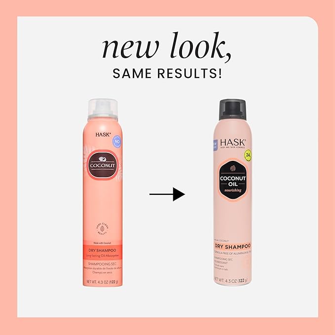 HASK Coconut Oil Nourishing Dry Shampoo – Absorbs Oil, Adds Volume & Light Texture, Nourishes Hair, No Sulfates or Parabens, Cruelty-Free – 8.1oz