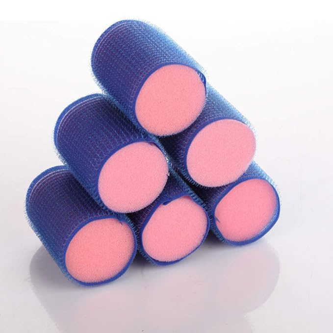 12pcs Self-adhesive Hair Curlers Soft Sponge Hair Rollers for Women Rosy and Blue Easy to Use Lightweight and Portable
