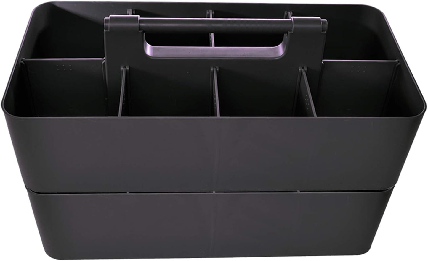 2 PACK - Portable DIY 8 Dividers Durable Plastic Tote Tool & Supply Cleaning Caddy with Handle Made In USA (Black)