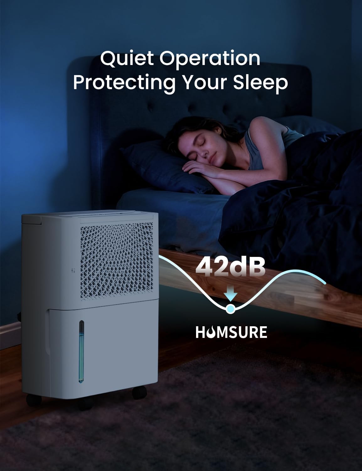 HUMSURE 1500 Sq. Ft 30 Pints Dehumidifier Equipped With Drainage Hose, Automatic Defrosting, for Basement, Home, Bathroom, Bedroom,24-Hour Timer Function