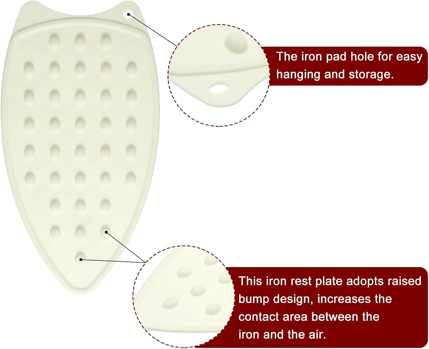 HARFINGTON 2pcs Silicone Iron Rest Pad, Multipurpose Iron Hot Resistant Mat Iron Rest Plate for Ironing Board Hot Heat Resistant Steam Compact Mat, Cream