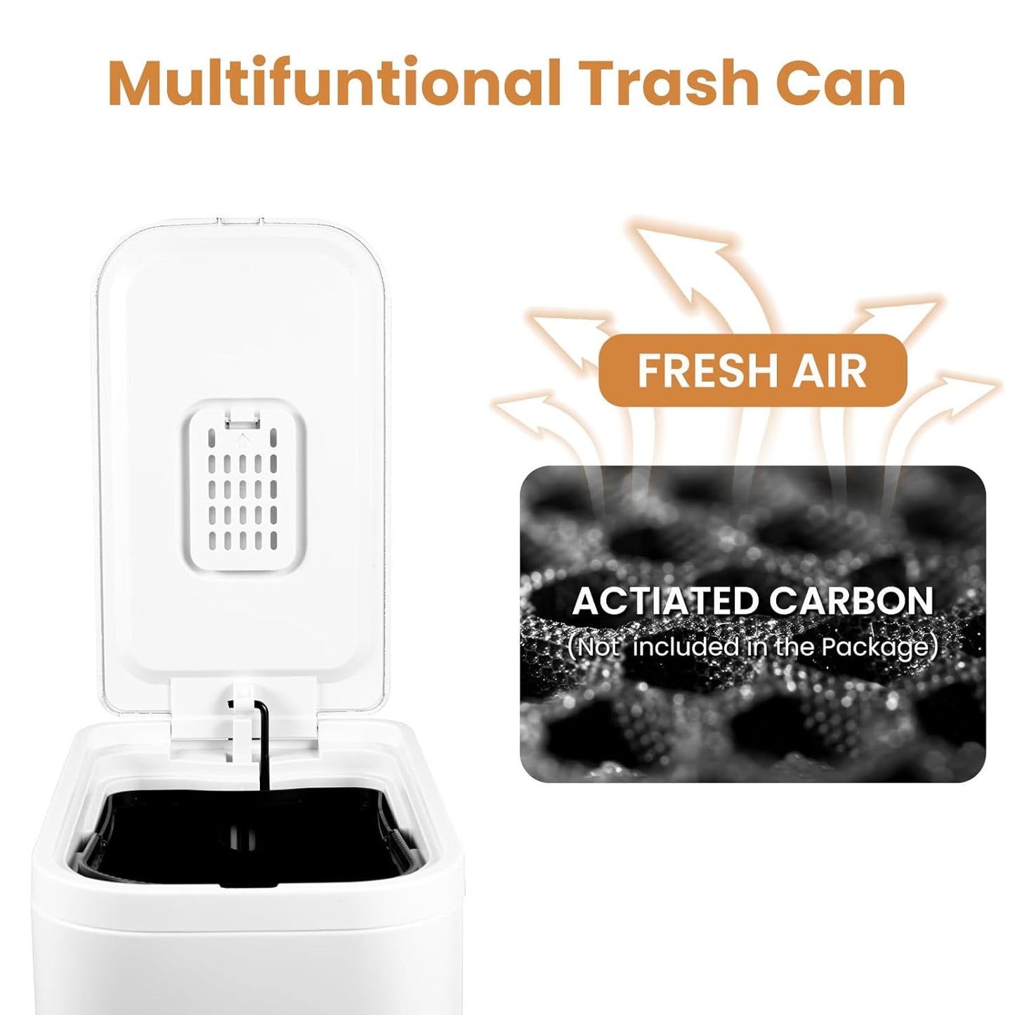 BETHEBEST Bathroom Trash Can with Lid,Stainless Steel Garbage Can with Removable Inner Bucket,Soft Close,Step Pedal,15 Liter/4 Gallon Trash Can for Bathroom,Bedroom,Kicthen,Office(White)