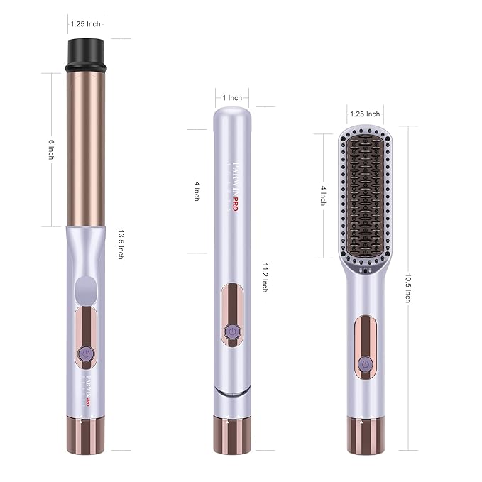 Hair Straightener and Curler, PARWIN PRO BEAUTY 1'' Flat Iron,1.25'' Curling Iron Hair Straightener Brush with Detachable Power Cord, LED Temp Control & Instant Heat Up, Dual Voltage, for Home Travel