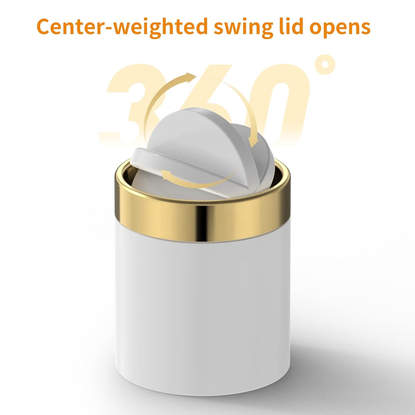 Mini Trash Can with Lid, Desktop Small Trash Can Recycling Bin Cute Metal Garbage Can for Tabletop Countertop Use,Stainless Steel 0.4Gal/1.5L Waste Bin for Office Parlor Car Bedroom,Swing Lid Open