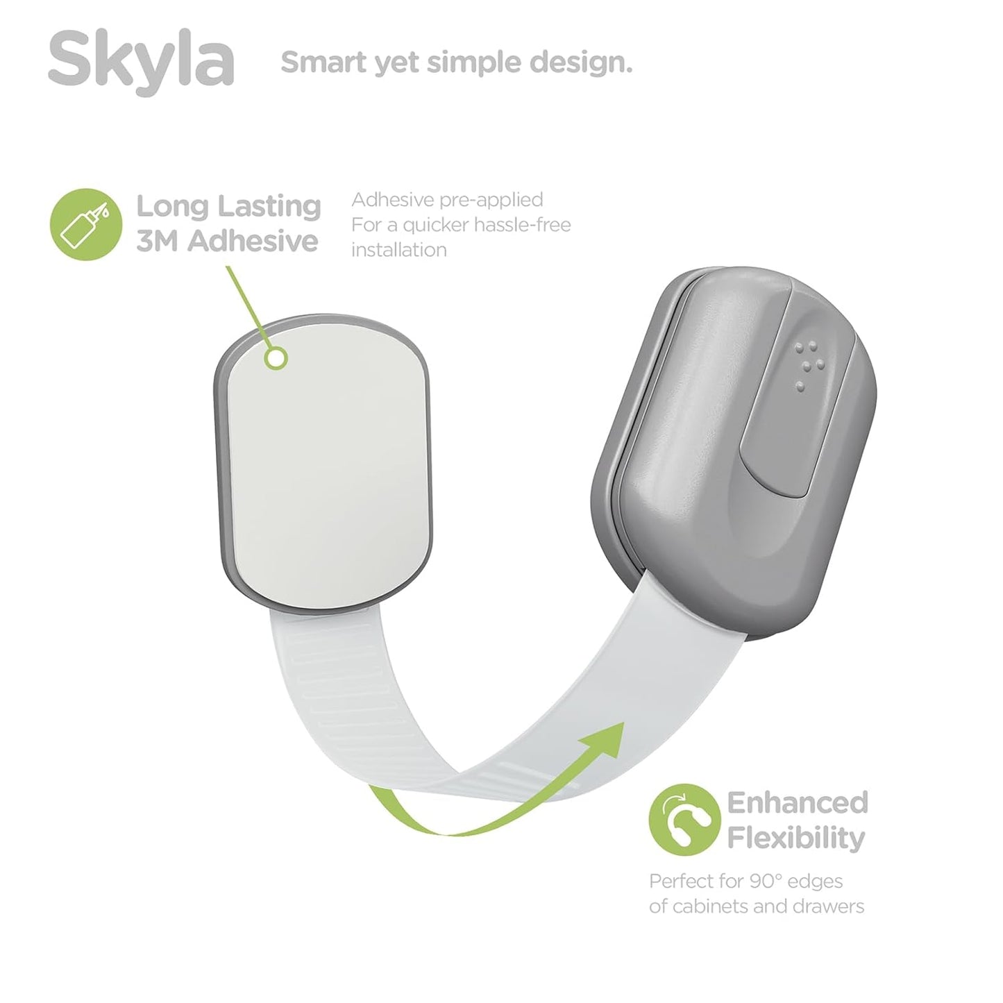 Baby Proofing Child Safety Locks (16 Pack) by Skyla Homes - The Safest, Quickest and Easiest 3M Adhesive Cabinet Latches, No Screws & Magnets, Multi-Purpose for Furniture, Kitchen, Ovens, Toilet Seats