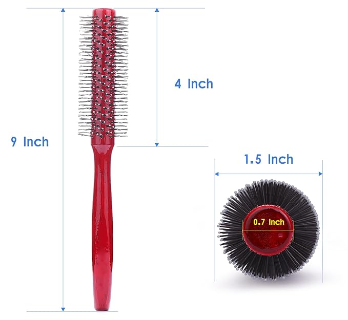 PERFEHAIR Small Round Hair Brush for Blow Drying with Soft Nylon Bristles, 1.5 Inch, Roller Curling Styling Volume Hairbrush for Men and Women Short Thin Curly Hair