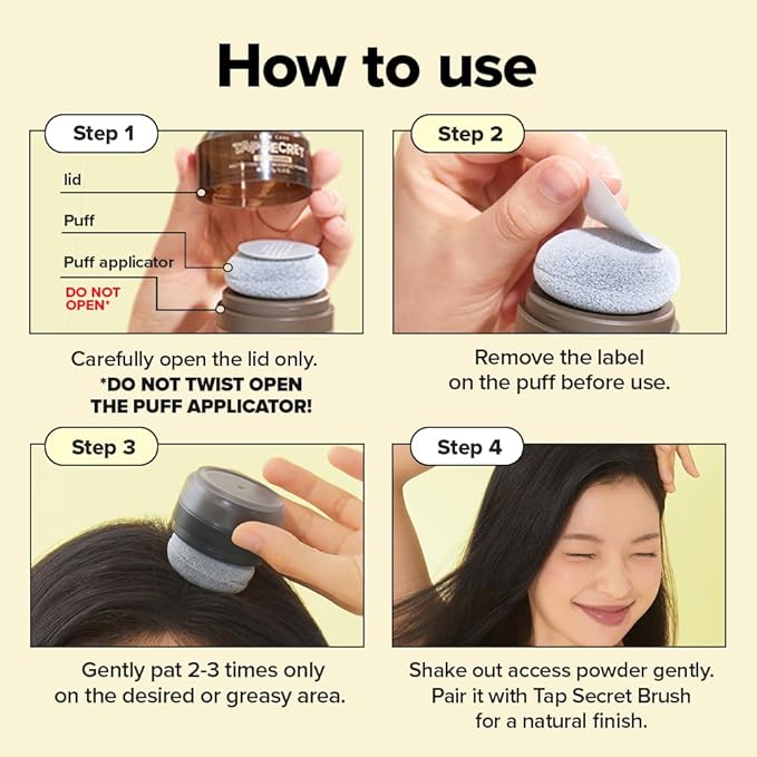 I DEW CARE Biotin Clarifying Dry Shampoo - Tap Secret Black | Strengthening & Volumizing, Powder Type, Refillable, Travel size, Non-aerosol, Brunette, Korean Ginseng, 0.24 Oz