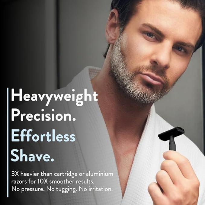 Rockwell Razors 6S Matte Black Safety Razor for Sensitive Skin. Reduces Razor Burn and Irritation. Comes with 6 Adjustable Shave Settings and 5 Recyclable Blades. Reusable Razor for Men and Women.