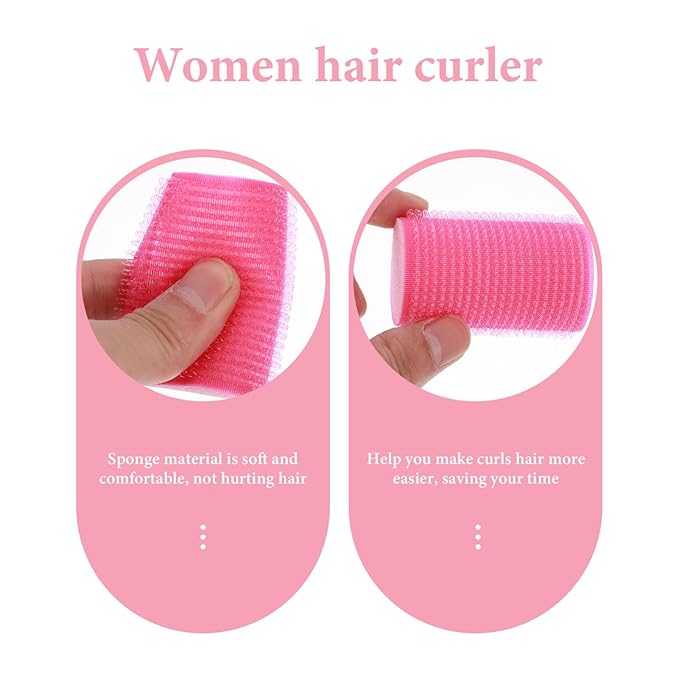 DOITOOL Hair Curlers Rollers ： 12pcs plastic Hair Sponge Rollers for bangs, Self-Adhesive Styling Tools, Curlers for Women, Rosy, 2.36 x 1.41 Inch
