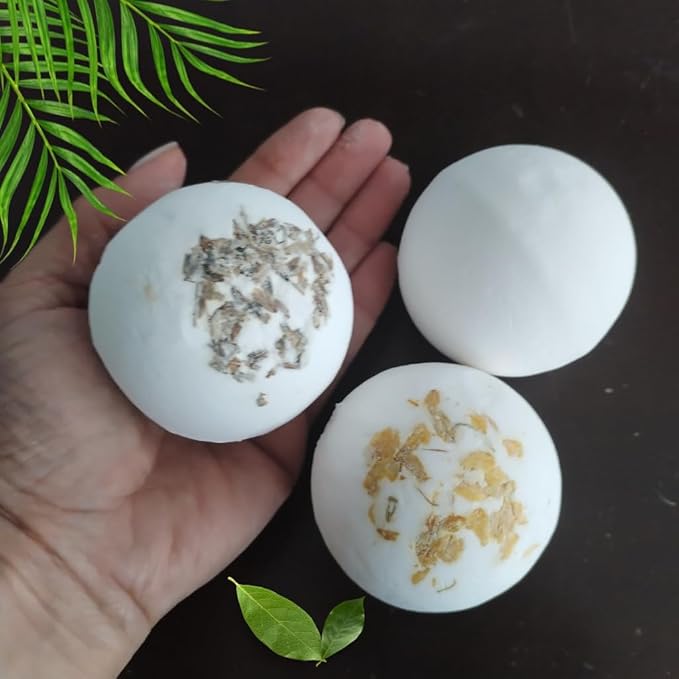 Pack Vegan Bath Bombs with Cocoa Butter & Avocado Oil - Aesthetic Appeal & Aroma, Perfect for Self-Care & Spa, Ideal Gift for Kids, Women and Moms, Pack of 6 (100 grs)