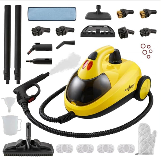 Steam Cleaner with 28-in-1 powerful, deep cleaning for home, floor, car, tiles, grout, oven,grove,range, wall and window in kitchen, living room,bathroom, high temperature steam cleaning