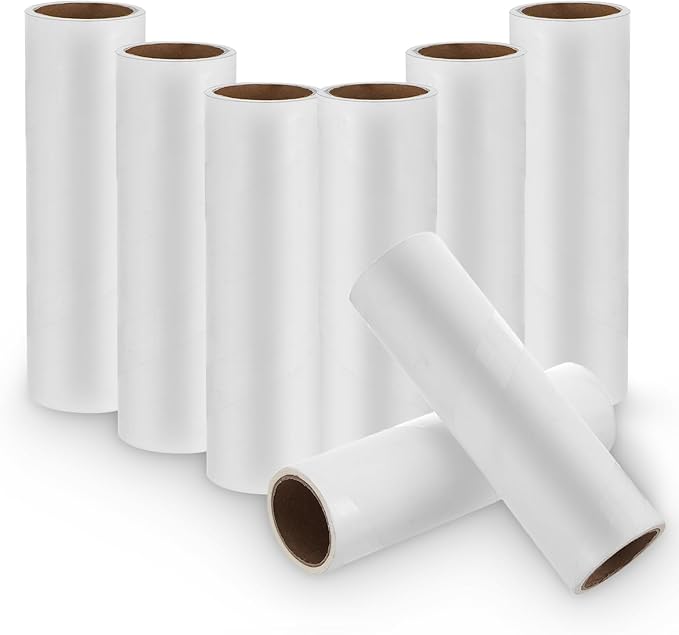 6.3 Inch Wide Lint Roller Refills, Value Pack 8 Rolls Extra Sticky, Pet Hair Sticky Roller Refills for Floor, Couch, Carpet, Bed, Clothes (Pack of 8, Total 480 Sheets)