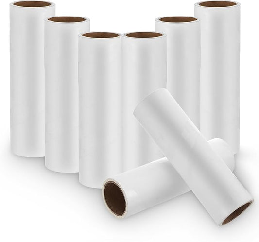 6.3 Inch Wide Lint Roller Refills, Value Pack 8 Rolls Extra Sticky, Pet Hair Sticky Roller Refills for Floor, Couch, Carpet, Bed, Clothes (Pack of 8, Total 480 Sheets)